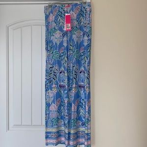 NWT XS Lilly Pulitzer Georgia May Palazzo Pant in Blue Peri Lapis Lanterns